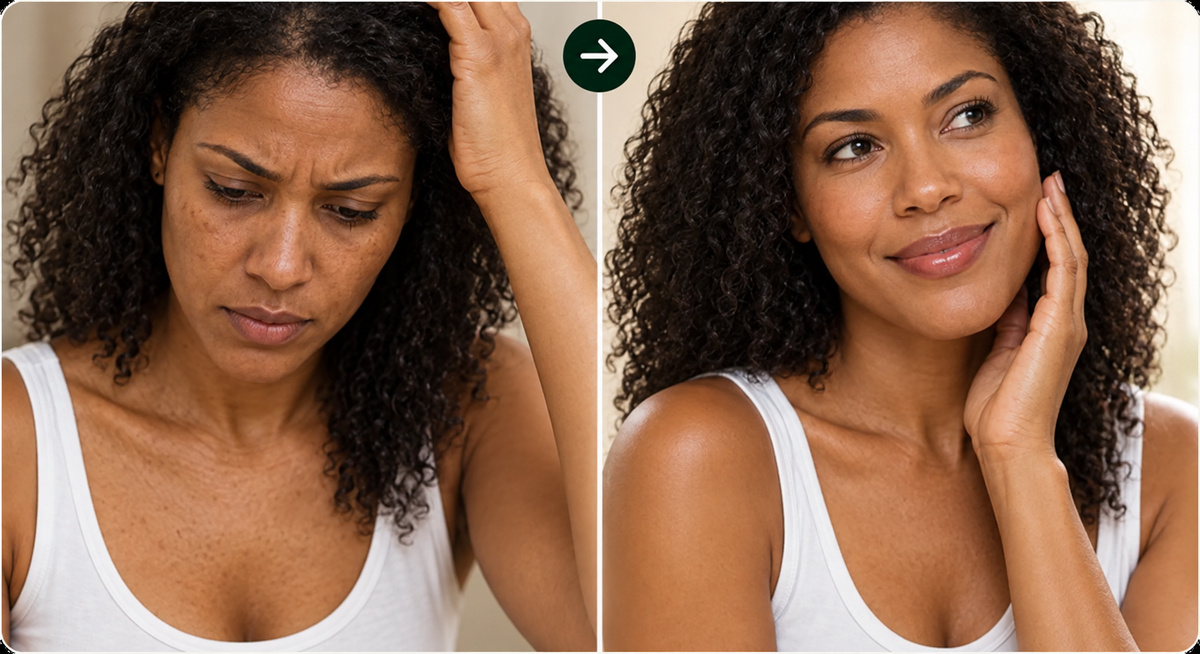 Woman experiencing bloating and looking at her stomach